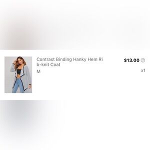 SHEIN Gray Ribbed Cardigan with Black Accents